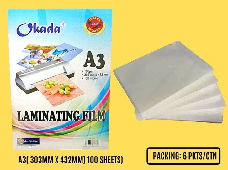 A3 Laminating Film-100 MIC /Okada /Laminating Film /Laminate Film /Laminating Pouch /A3 Size /A3 Laminating Film