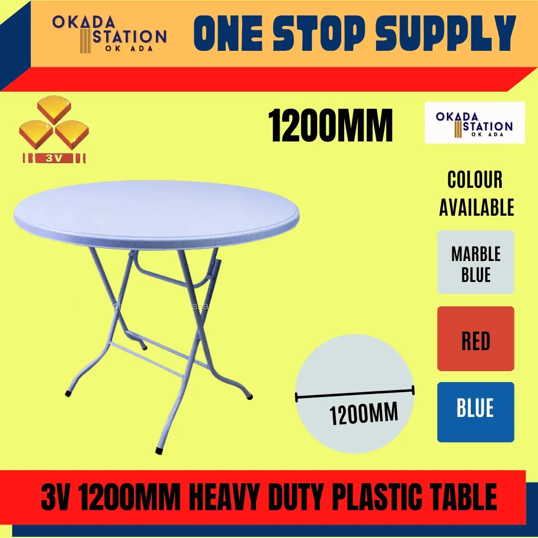 3V Plastic Table Round 4' / 3V / Table / DIAMETER 1200MM / Plastic Table / Office Table / 3V Table / 4' Plastic Round Table / 3V Plastic Table Round 4'