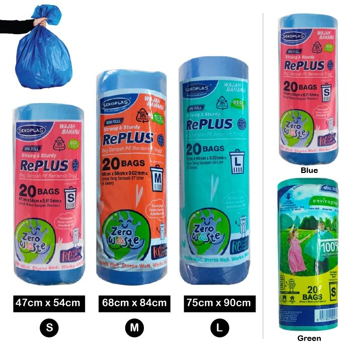 BBD (S/M/L) SEKOPLAS Replus Mini Garbage Bag Roll 20 Pcs Eco Friendly Plastic Bag Plastik Sampah L91