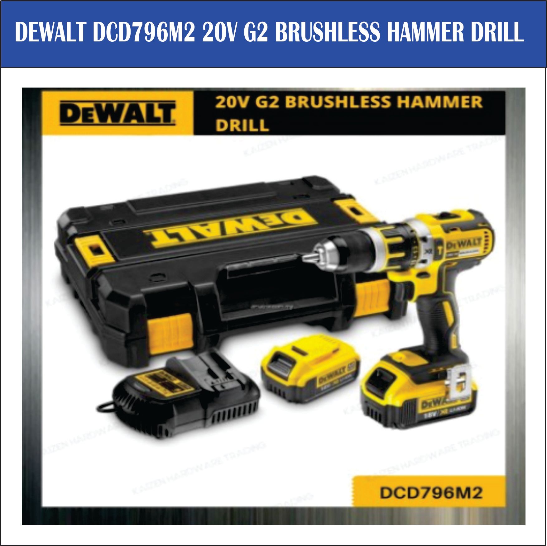 DEWALT DCD796M2 20V G2 BRUSHLESS HAMMER DRILL