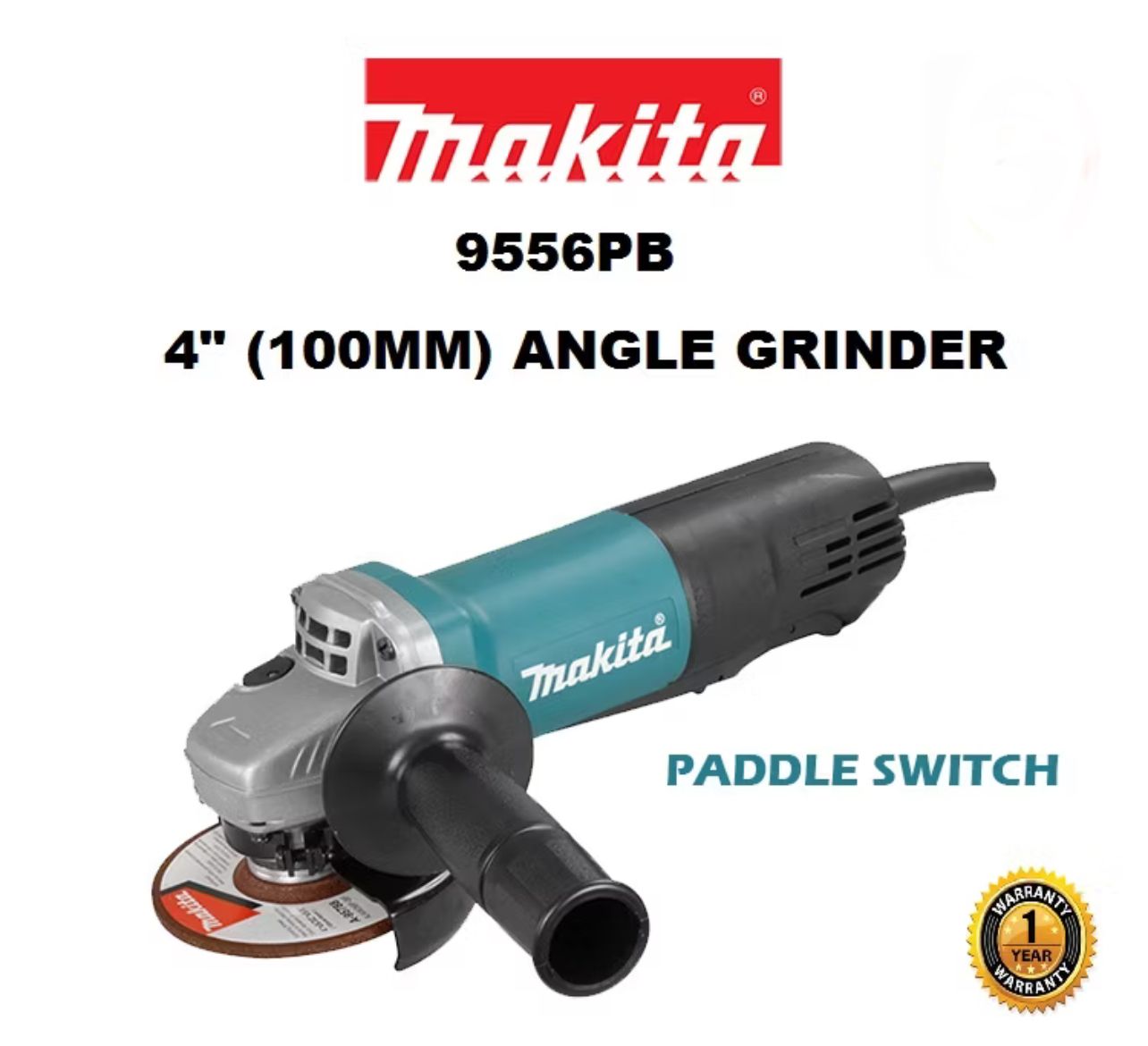 MAKITA 9556PB 4" ANGLE GRINDER (840W) PADDLE SWITCH