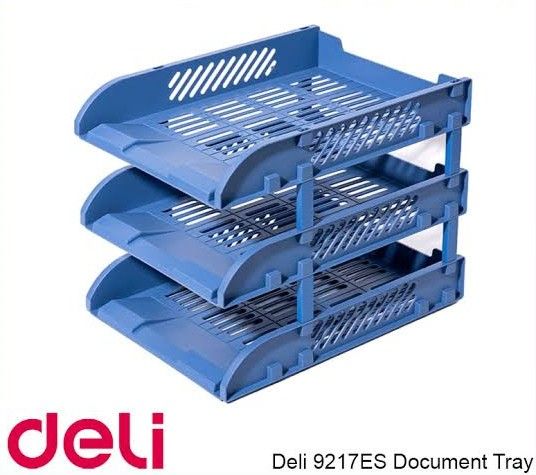DELI 9217ES Document Tray, 3 Tier (Blue/Black)