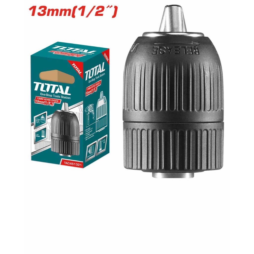 TOTAL KEYLESS CHUCK OPTIONAL LOCKING SCREW FOR CORDLESS DRILL (2MM-13MM/SPINDLE 1/2"/20 UNF) TAC451321