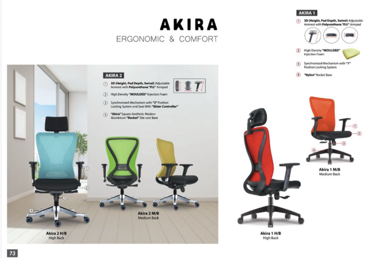 AKIRA ERGONOMIC EXCUTIVE MESH CHAIR / HOGH BACK / OFFICE CHAIR