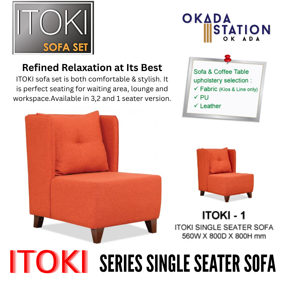 ITOKI SERIES OFFICE SOFA - ALL SIZE / SINGLE SEATER / DOUBLE SEATER / TRIPLE SEATER / VISITOR SOFA / PU LEATHER / FABRIC / FABRIC KIOS / FABRIC LINE / SOFA PELAWAT / SOFA PEJABAT / SOFA / ITOKI-1 / ITOKI-2 / ITOKI-3 / ITOKI