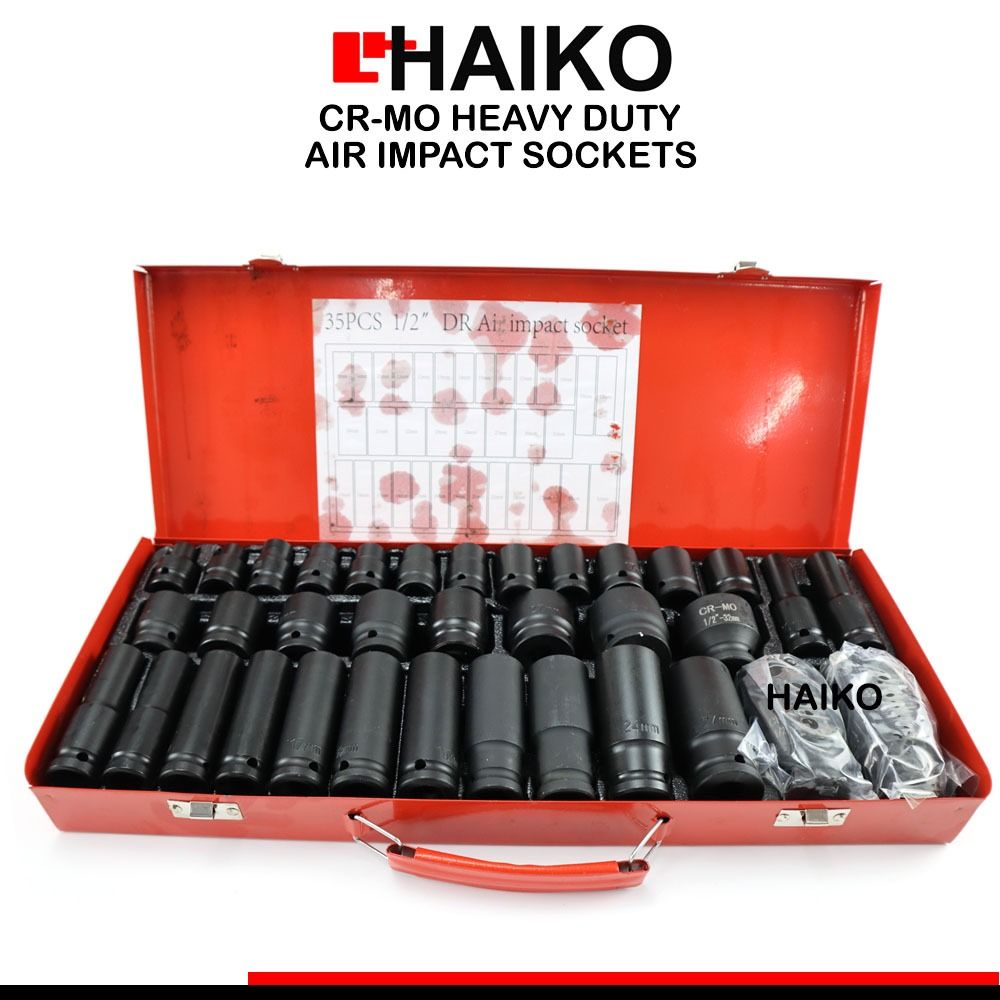 DEEP IMPACT RATCHET WRENCH SOCKET SET METRIC TOOL SET 35PCS 1/2" 832MM