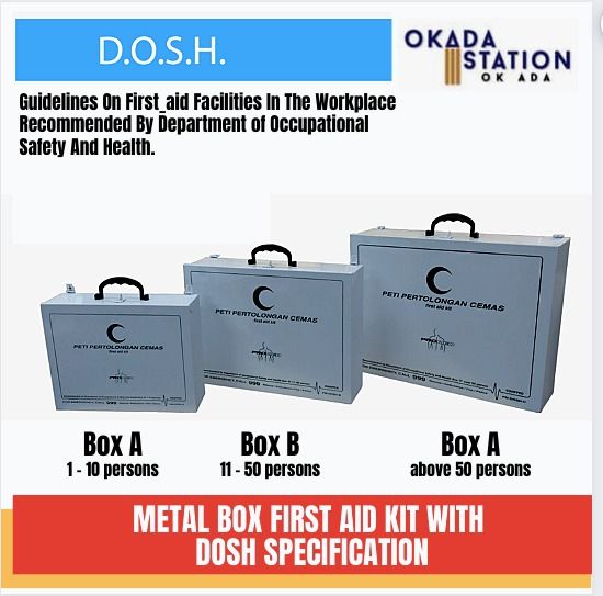 D.O.S.H Metal Box First Aid Kit With Dosh Specification / First Aid Kit / Medical Box / Kotak Perubatan / Kotak Ubat