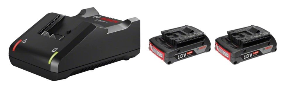 BOSCH STARTER KIT 18V-2.0AH X 2 BATT + GAL 18V-40 CHARGER
