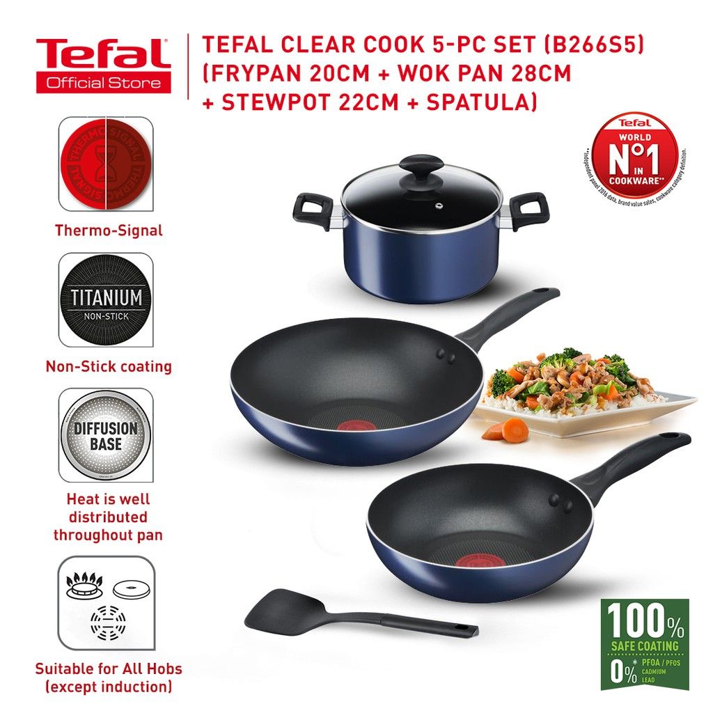 Tefal *Tefal Clear Cook 5PCS (Non Stick Cookware Set/ Pots and Pan)