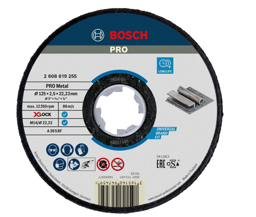 BOSCH PRO METAL BONDED CUTTING DISC (125 X 2.5 X 22.23 MM) (2608619255) X-LOCK STRAIGHT