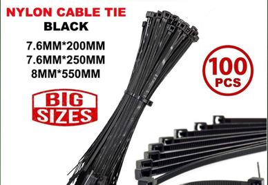 100PCS SELF-LOCKING BLACK NYLON CABLE TIE PENGIKAT KABEL 200MM 250MM 550MM 8″ TC201