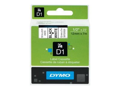 DYMO Label Casette Black On White D1 12mm x 7m