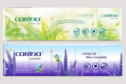 Carina Lavender &Green Tea Handkerchief Tissue (100% Pure virgin pulp) 3ply | Tissue Paper | Pocket Tissue/Wallet Tissue Lavender 8's 1 p/k TR-1710-KK