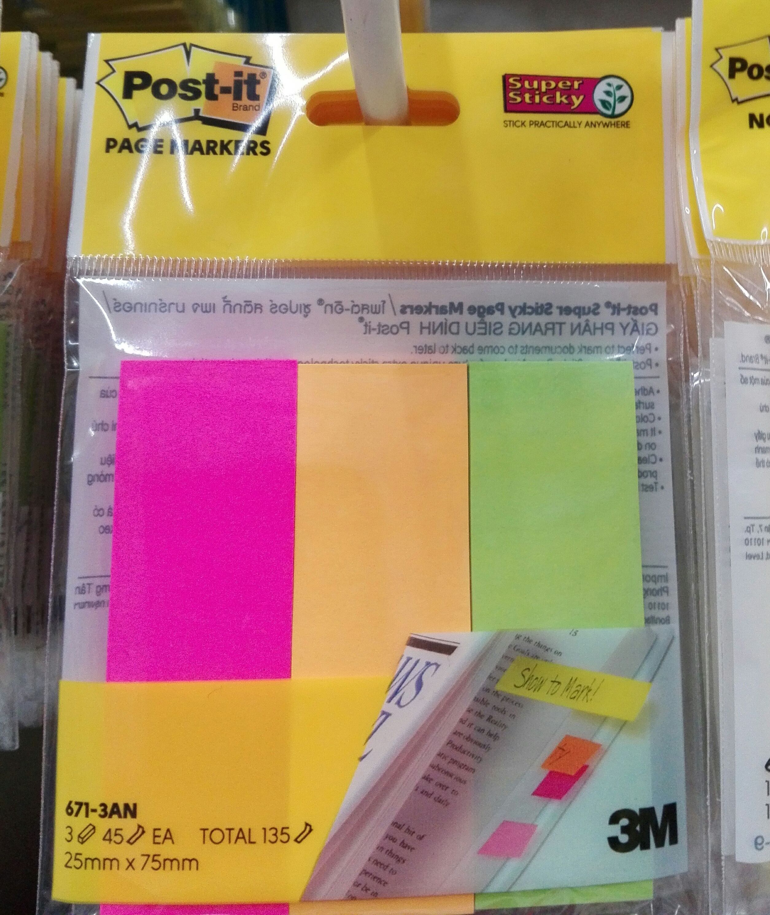 Post-it Page Markers 3 Colors ( 25mm x 75mm )