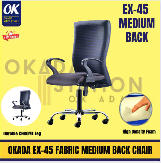 Begonia EX-45 ERGONOMIC MEDIUM BACK CHAIR -FABRIC / EX-45 / Office Chair / Ergonomic Chair / Ergonomic High Back Chair / MEDIUM BACK CHAIR