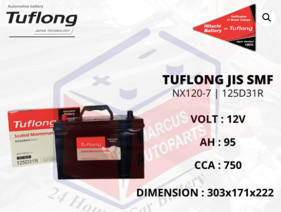 TUFLONG SMF NX120-7 | N70Z | 125D31R CAR BATTERY
