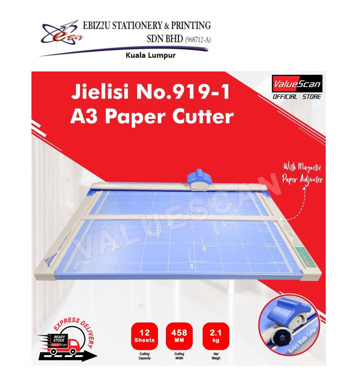 JIELISI No.919-1 A3 Rotary Paper Cutter / Sheet Trimmer