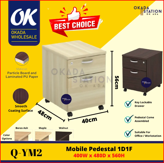 VS OKADA Q-YM2 Mobile Pedestal / Drawer Cabinet / Almari Laci / Kabinet / Cabinet Storage / Mobile Cabinet / EX Series / Pedestal / LACI
