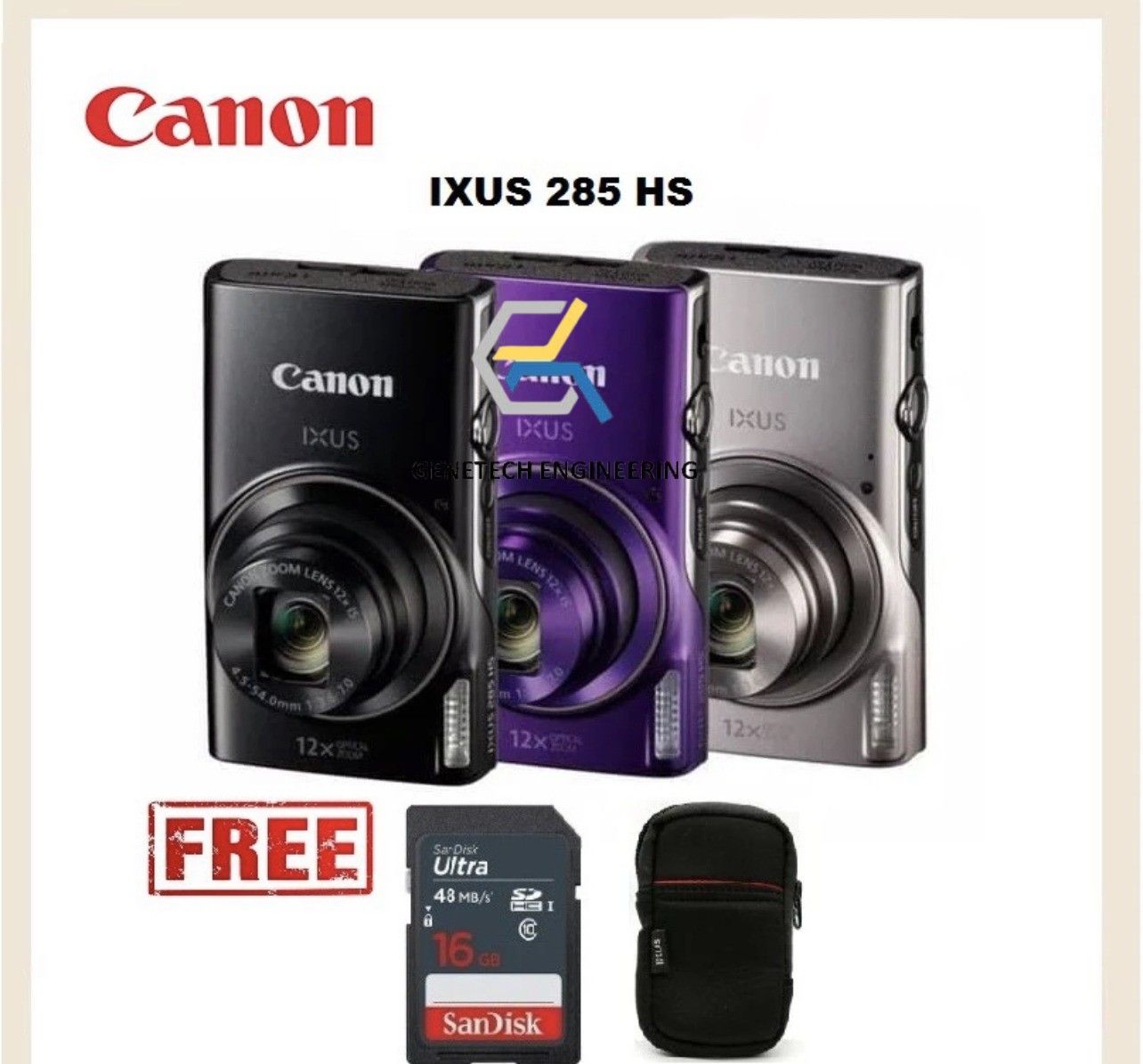 CANON IXUS 285 HS Digital Camera with SD Card & Camera Case
