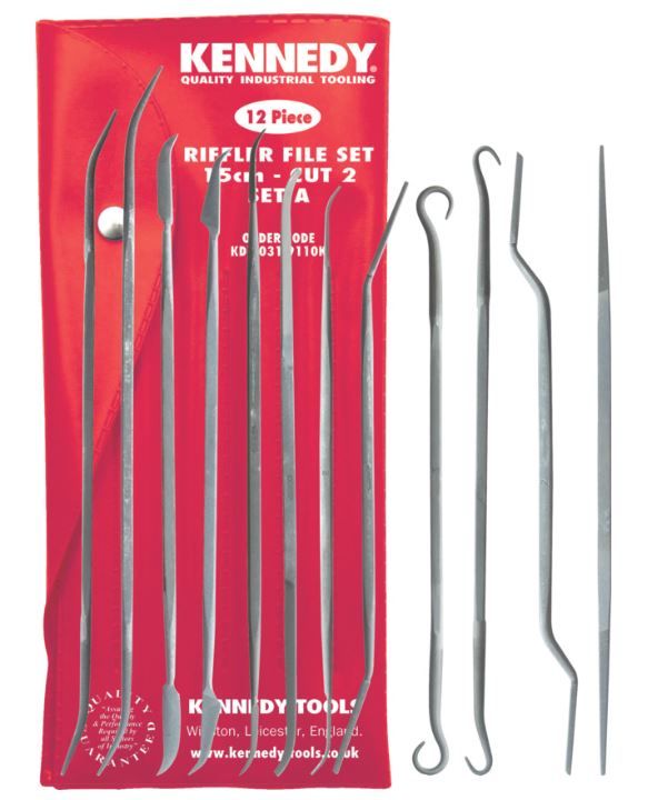 Kennedy 150mm (6") 12 Piece Second Cut Riffler File Set A KDY0319110K