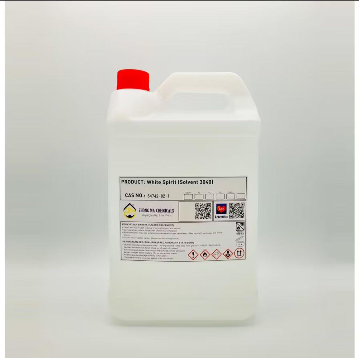 White Spirit (Mineral Spirits, Mineral Turpentine, Solvent 3040, CAS: 64742-82-1) 5000ML 5L
