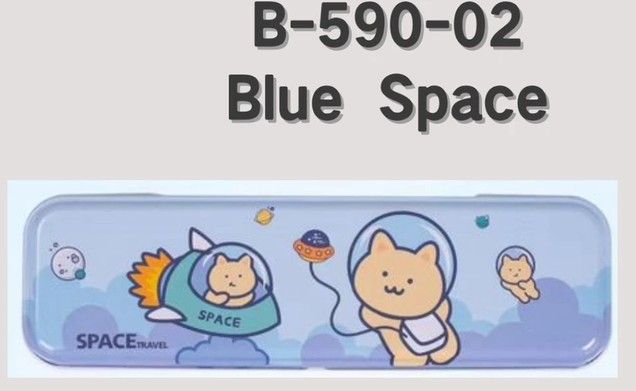 Cute Design Steel Pencil Case Double Layer for Kid / Children metal hadiah sekolah pdpr gift school gift 1pcs B-590-02 Blue Space Y-PCST-107-KK