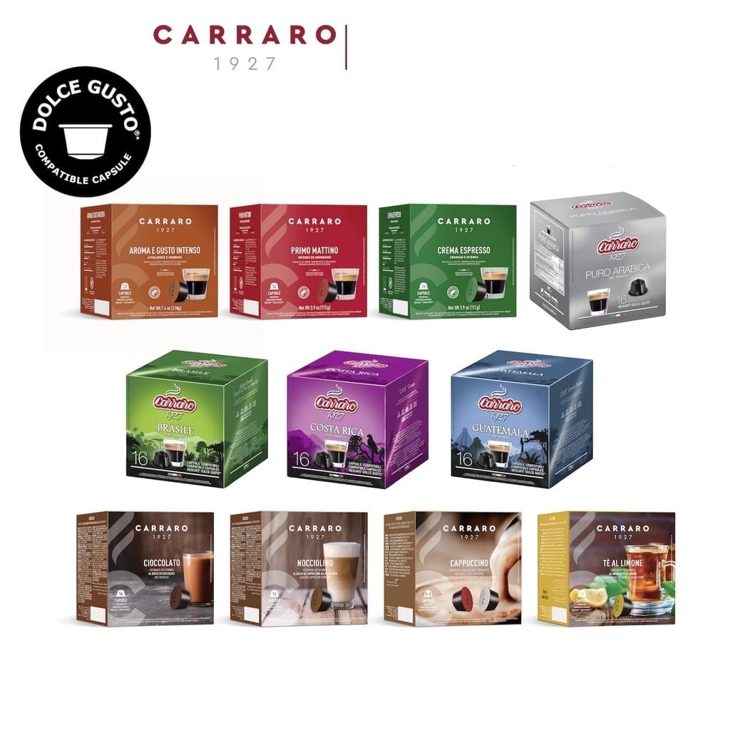 *CARRARO COFFEE CAPSULE NESCAFÉ® Dolce Gusto® COMPATIBLE (PACK OF 3 BOXES x 16 CAPSULES)