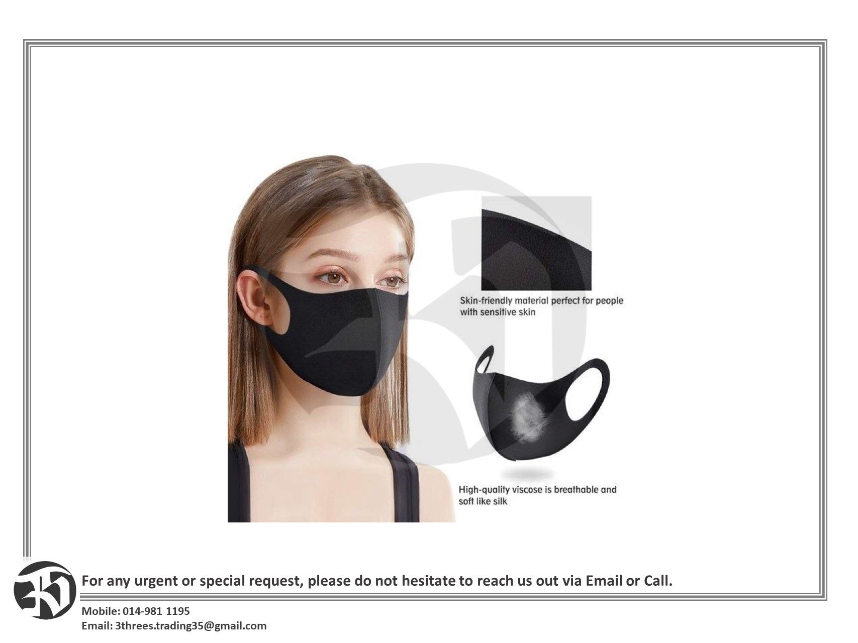 Face Mask Kain Fabric Face Mask (Warna: Random)