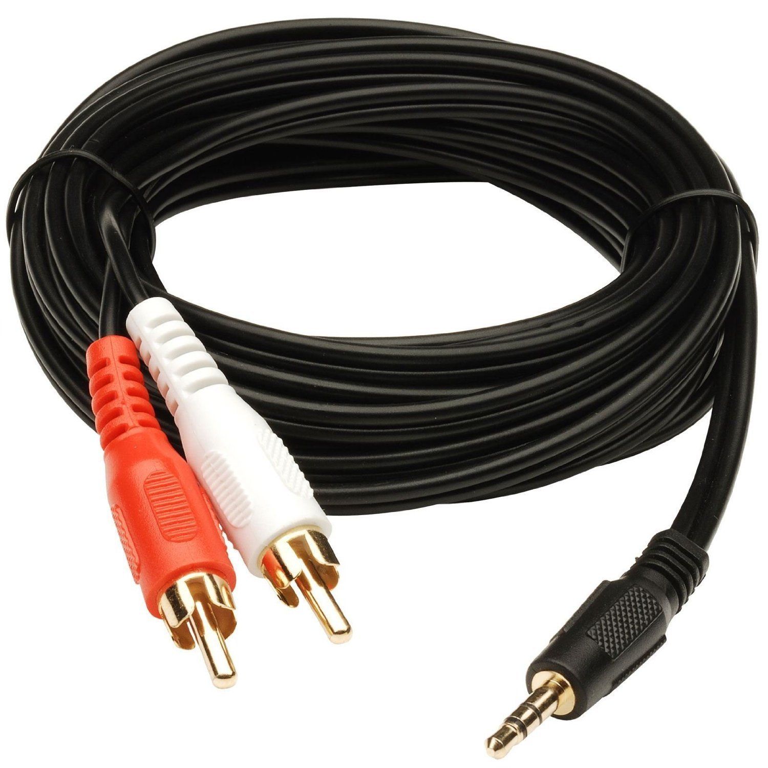 QS RCA AUDIO CABLE 3.5MM JACK TO 2 RCA MALE SPLITTER AUX CABLE