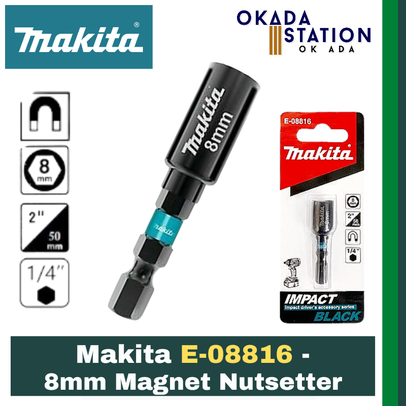 Makita E-08816 - 8mm Magnet Nutsetter / Nut Setter / Magnetic Nutsetter / Driver Bit / Nut Drill Bit / Nut Driver
