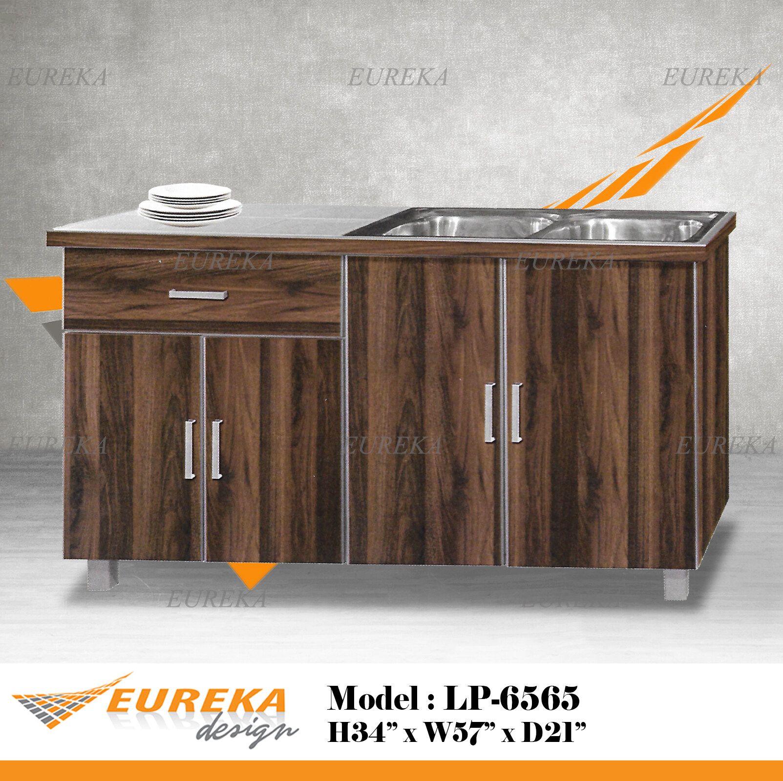 KITCHEN CABINET WITH STAINLESS STEEL SINK 47'