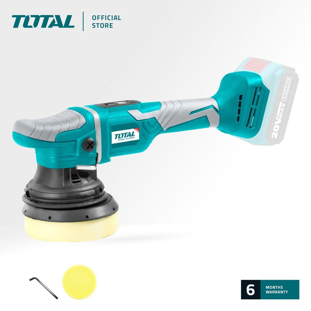 TOTAL TAPLI2002 LI-ION ANGLE POLISHER (DUAL ACTION POLISHER WITH BRUSHLESS MOTOR. PACKAGE COMES WITH 1 PC POLISHING FOAM BONNET 1 PC HEX KEY)