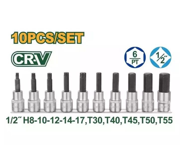 JADEVER 10 PCS 1/2" BIT SOCKET SET JDST1412
