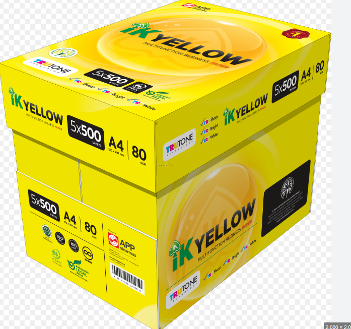 IK Yellow A4 Multifunction Paper 80gsm 500 Sheets - 1BOX/5RIM