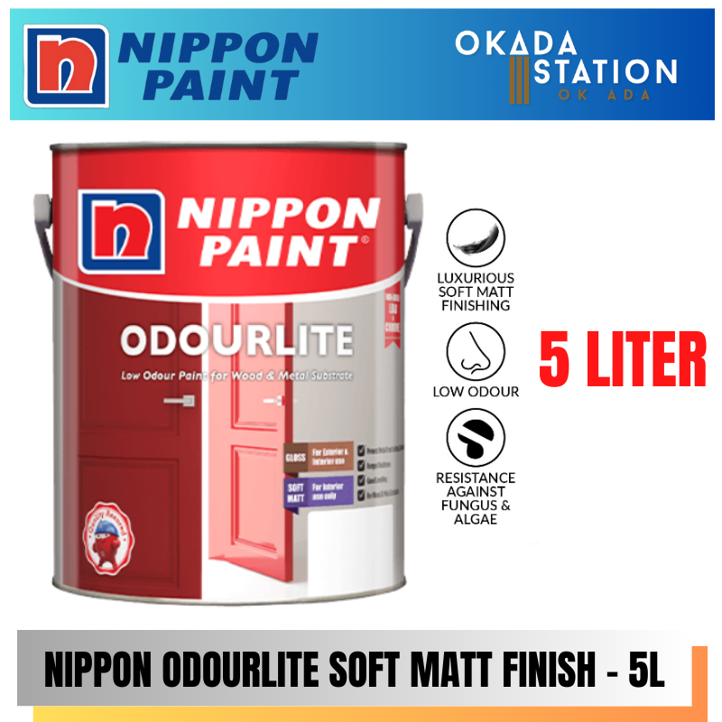 Nippon Paint / 5L / 5 Liter / Interior Paint & Exterior Paint / Odourlite Soft Matt / Oil Based / Cat Dalaman / Cat Luaran / Cat Minyak / Cat