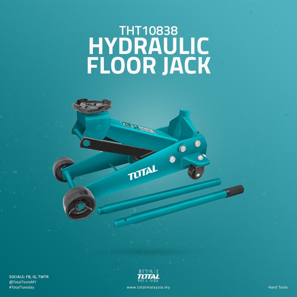 TOTAL HYDRAULIC FLOOR JACK SUITABLE IN GARAGE OR WORKSHOP (3 TON/140MM-520MM) THT10838