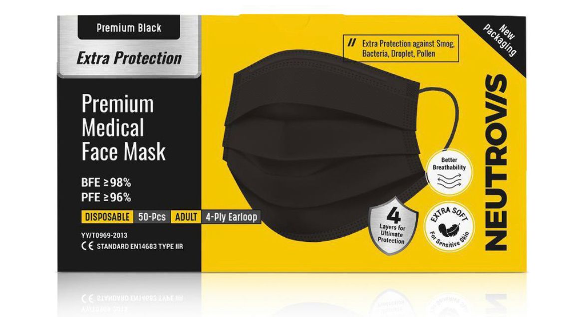 Neutrovis Medical Mask 4-Ply Black Earloop