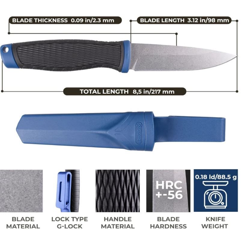 Ganzo Fixed Blade Knife with Sheath [G806]