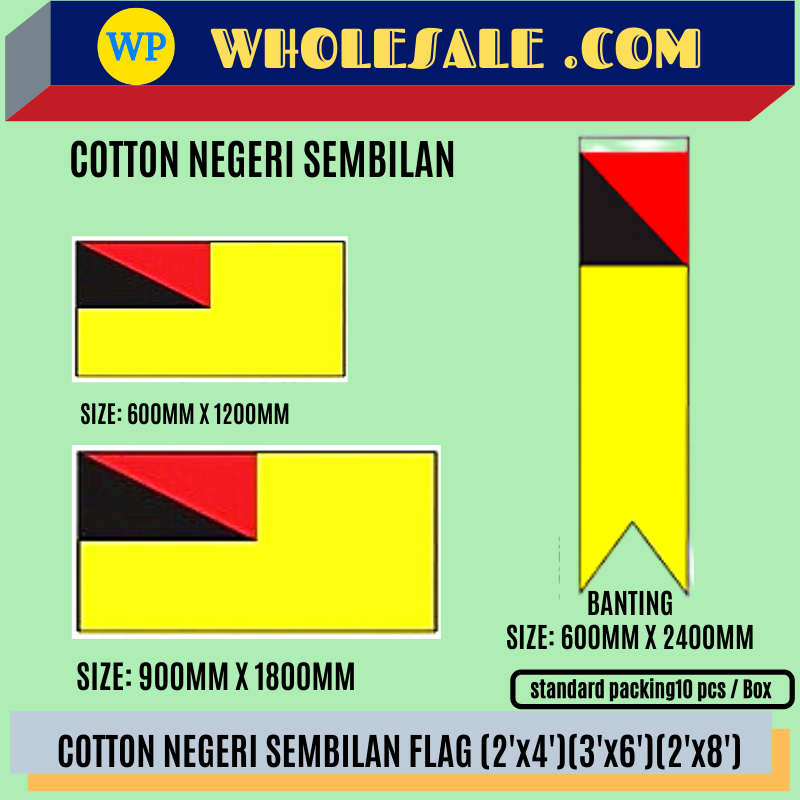 Negeri Sembilan Flag / Flag / N9 / Polymesh Cotton / 2'x4' / 3'x6' / 2'x8' / F1504 / F1506 / F15064-NS / Bendera Negeri Sembilan / Bendera