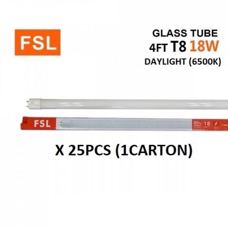 FSL T8 18W LED TUBE WITH SIRIM 4FIT (6500K DAYLIGHT) WITH INSTALLATION