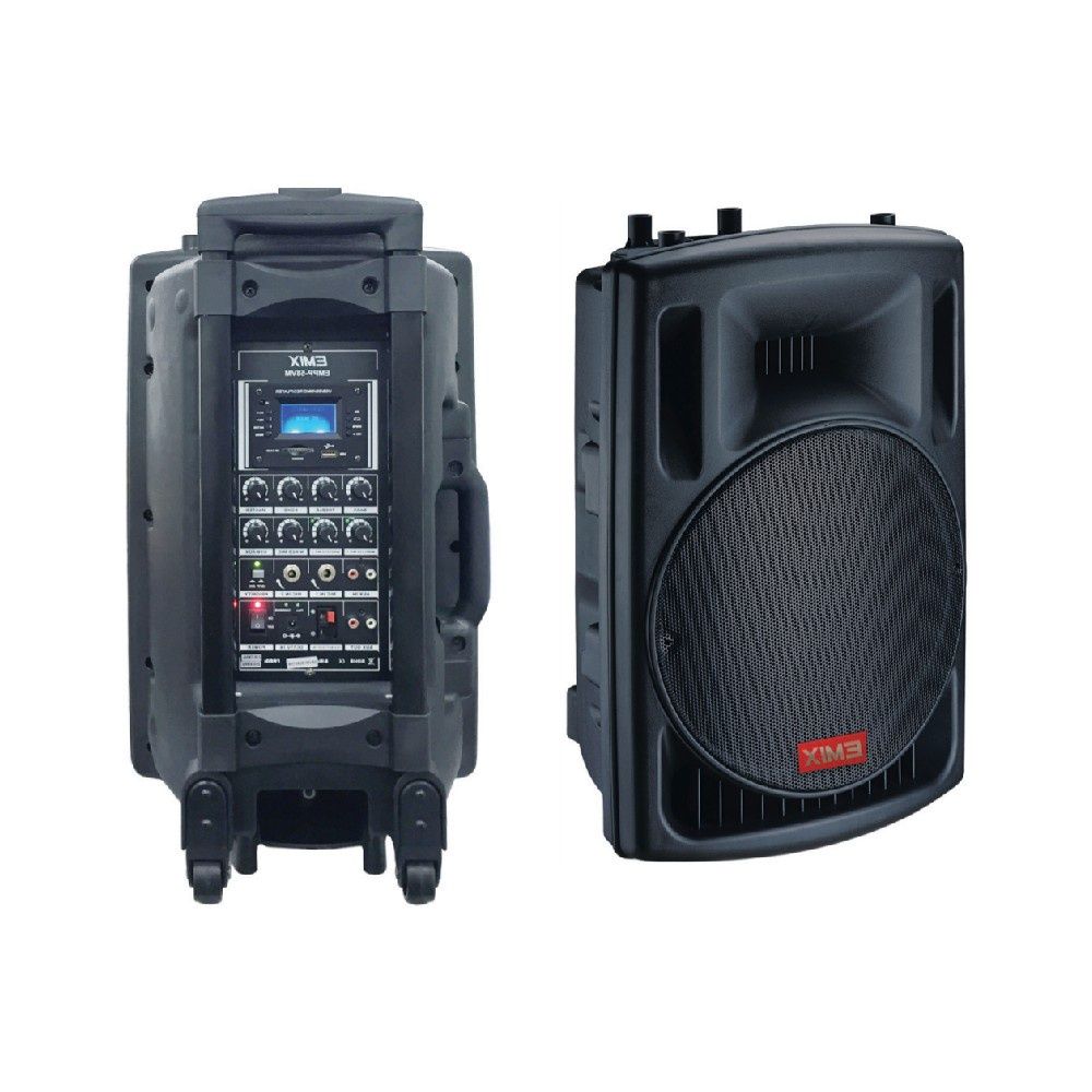 EMIX EMPP-58VM 12" 350W Portable Amplifier c/w Bluetooth, USB Player and Recorder, 2 x Wireless Handheld Microphone&Headseat &Tie Clip