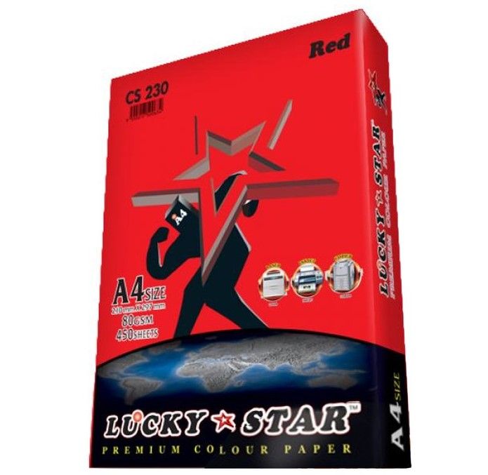 Lucky Star A4 Premium Colour Paper CS120 80gsm 450 sheets Red