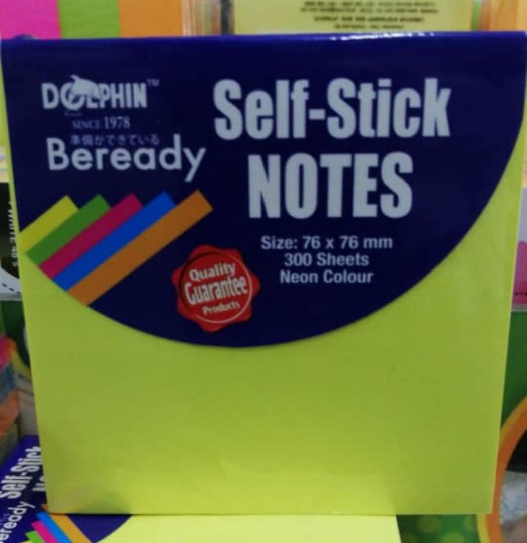 DOLPHIN Self-stick notes, size 76 x 76 mm, 300 sheets, neon colour