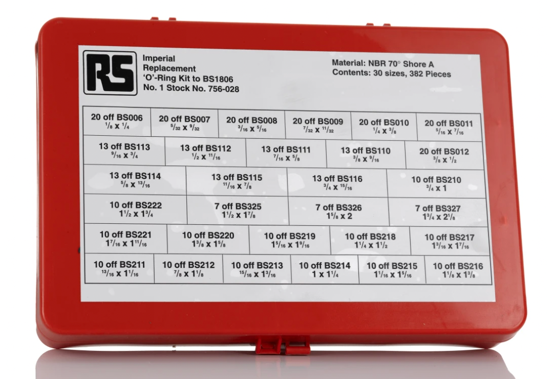 RS PRO Imperial O-Ring Kit Nitrile, Kit Contents 382 Pieces