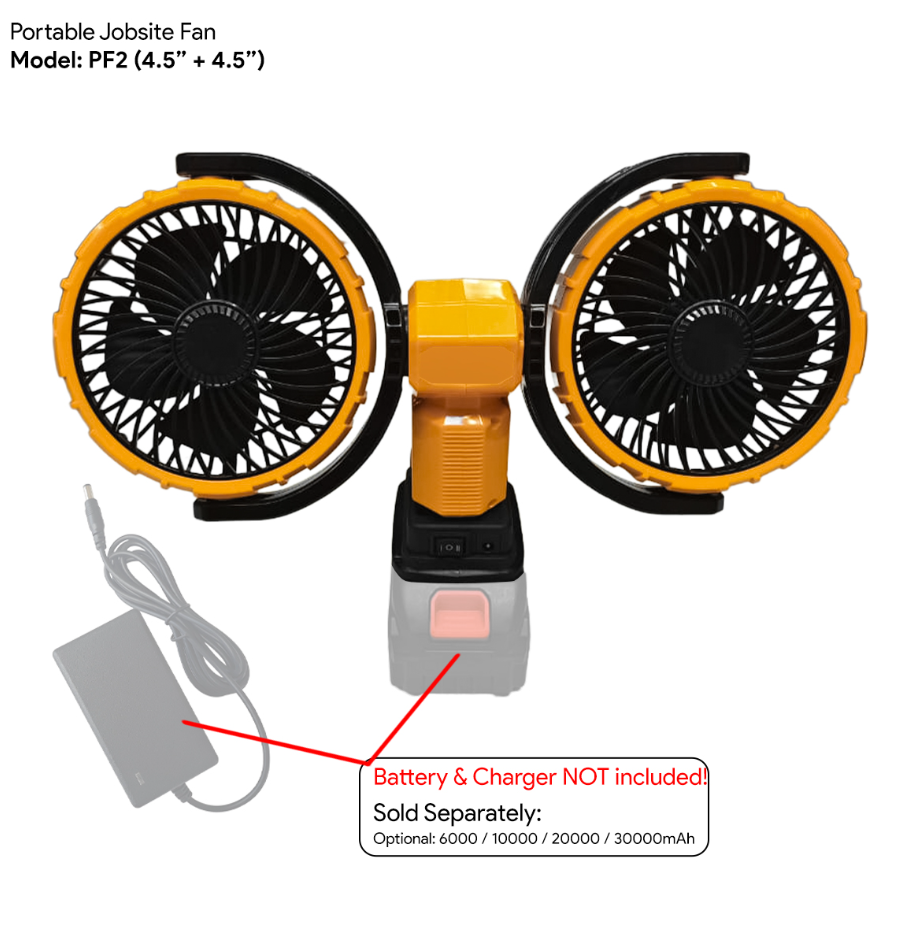 RANDOM PORTABLE JOBSITE FAN PF2 (4.5"+4.5") RANDOM