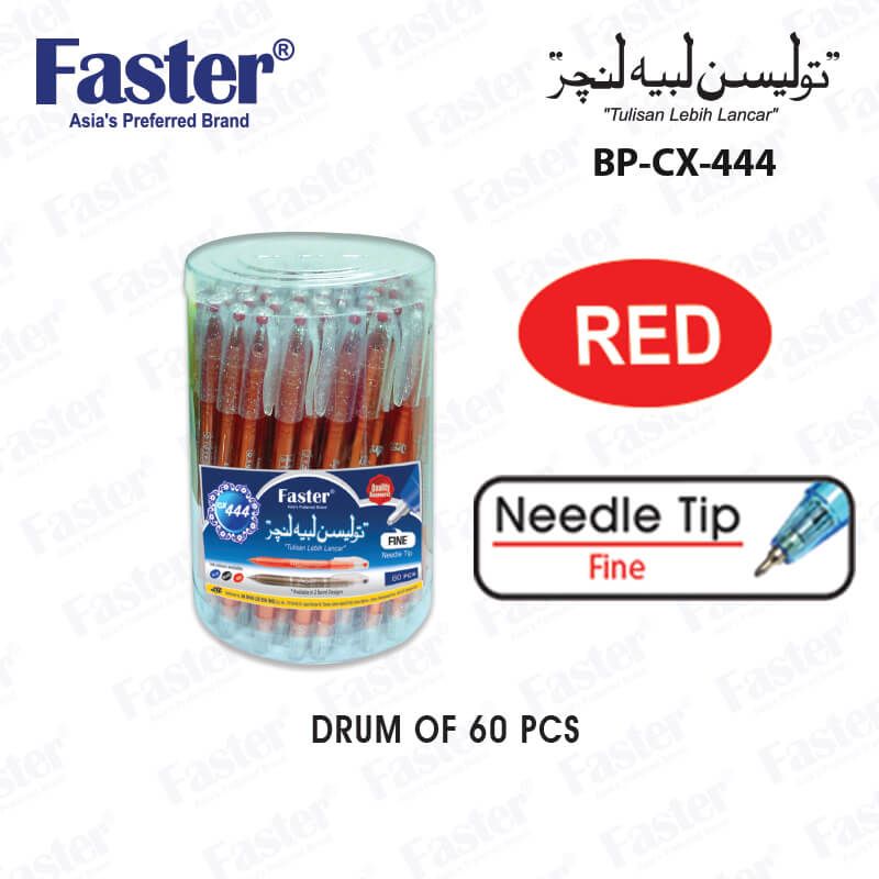 BALL POINT PEN FASTER CX444 JAWI RED 60PCS/DRUM