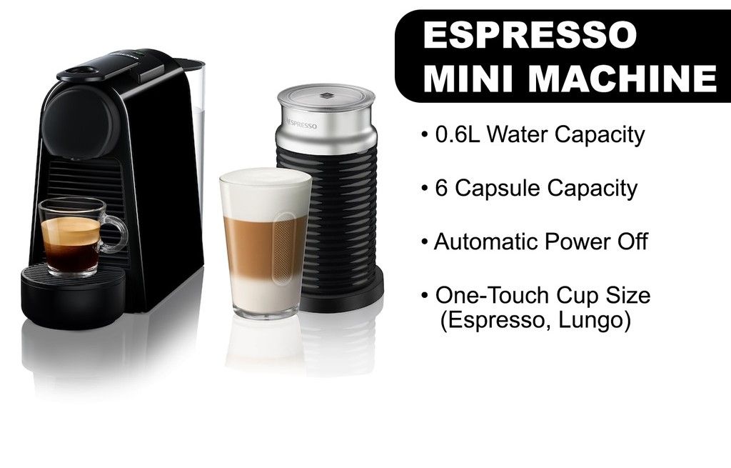Nespresso Essenza Mini C Range Coffee Machine Bundle with Aeroccino(black)