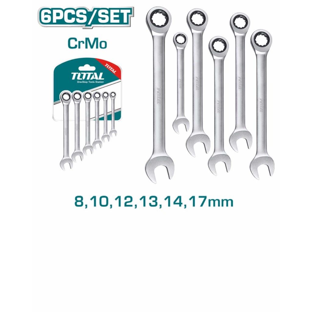 TOTAL RATCHET SPANNER SET (8MM-17MM/6 PCS) WITH HIGH QUALITY CR-MO STEEL THT102RK566