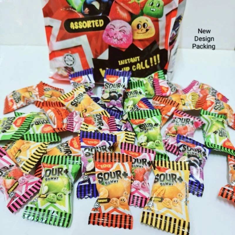 Lot 100 Sour+ Assorted Flavoured Gummy (50 Pcs)