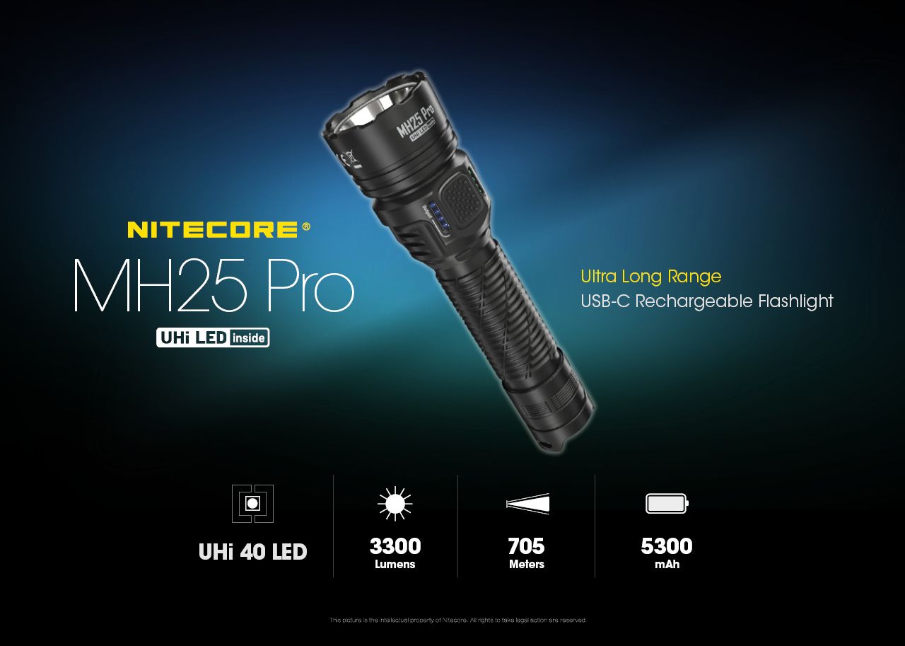 NITECORE MH25 PRO 3300 Lumen Flashlight, Packaged With an NL2153 Battery